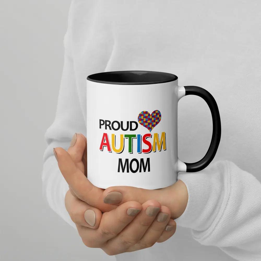 Proud Autism Mom Mug - Colorful Interior Ceramic Coffee Cup for Autism Moms Autism Mom Coffee Cup (Kitchen Drinkware)