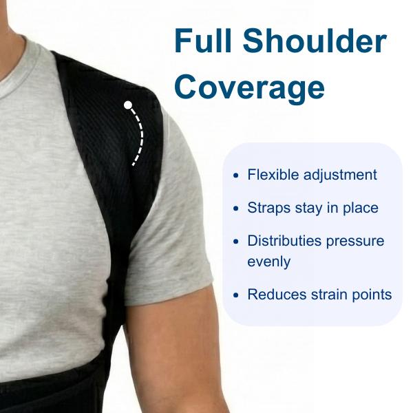LibertyMove Full Back Posture Corrector for Men & Women, 3.1" Wide Strap Back Brace for Upper & Lower Back Support, Recovery & Pain Relief, Adjustable Spinal Support for Hunchback