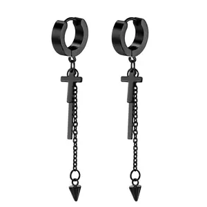 OIDEA Long Cross Tassel Threader Earrings, Stainless Steel Dangle Ear Cuff Jewelry for Women for Everyday Outfits and Gift Giving