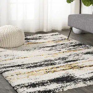 JONATHAN Y Nova Modern Bold Strie' Shag Area Rug; for Living Room, Kitchen, Bedroom, Dining Room, Office