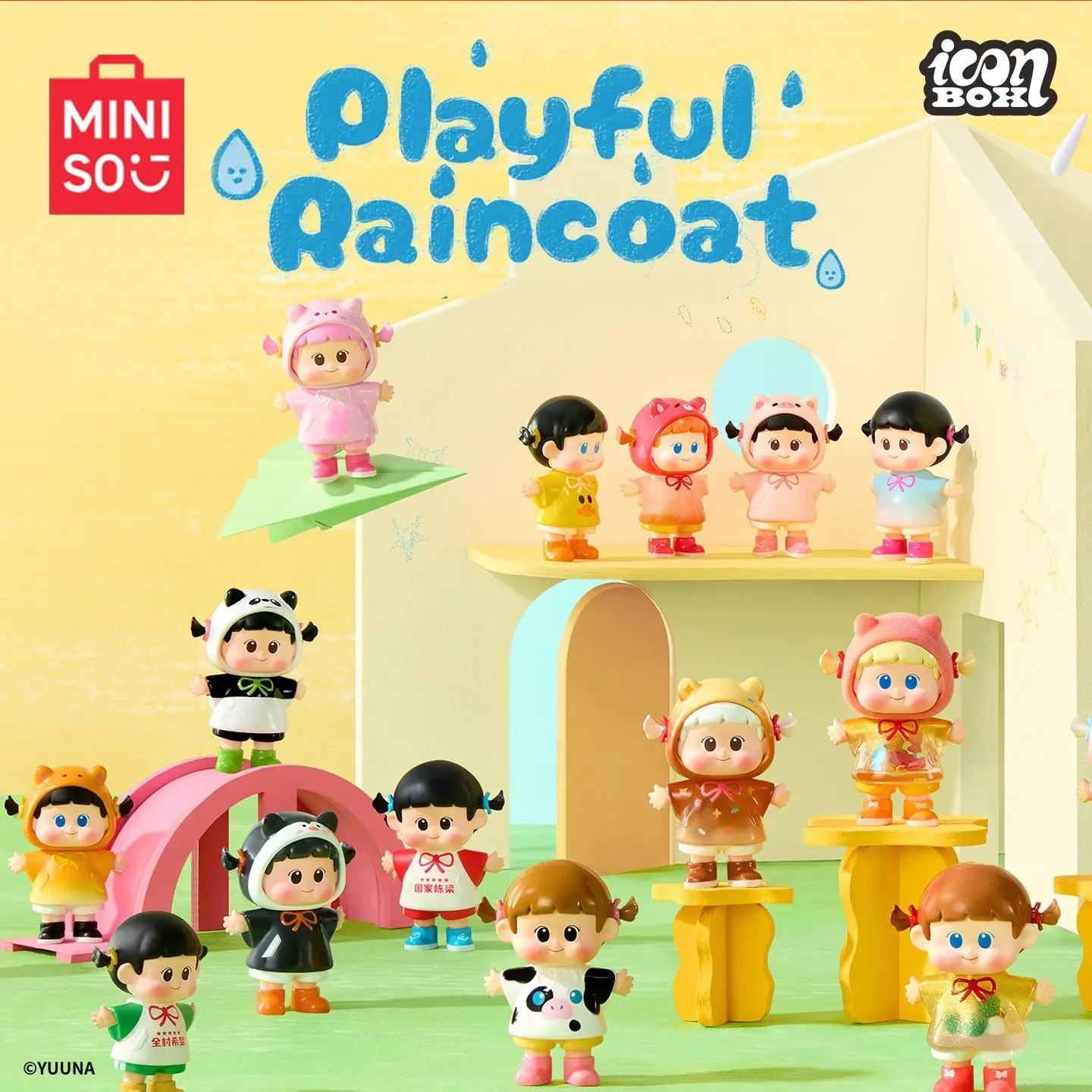 MINISO YUUNA Childhood Raincoat Series Iconbox Blind Box Figure Cute Collectible Toy Desk Decor Gift#Summervibes