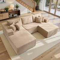 106" Beige U Shaped with Ottoman, Left Chaise