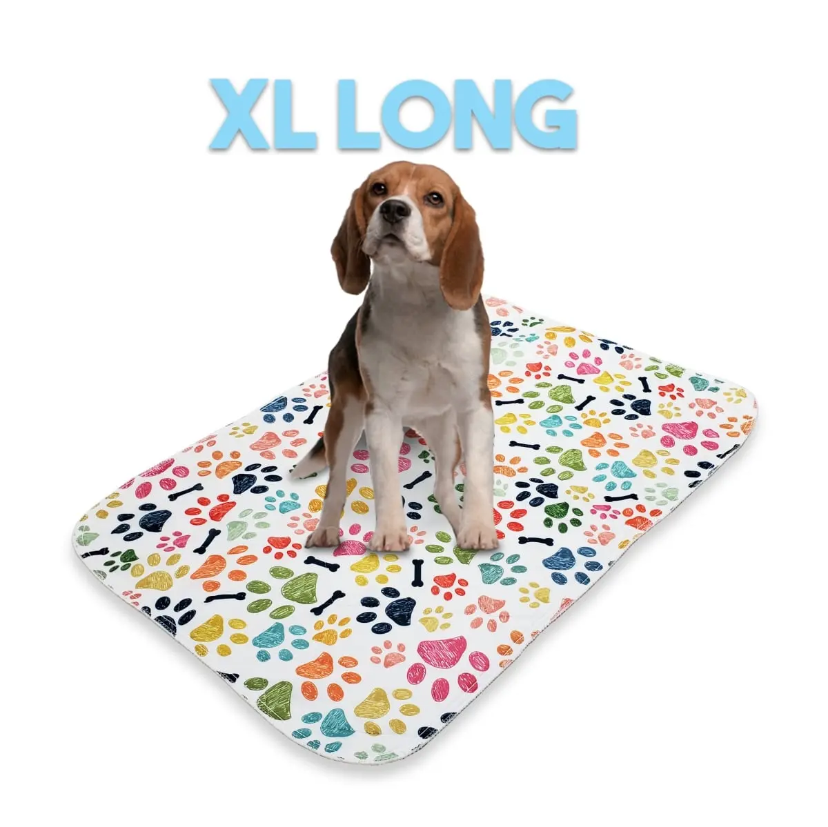 Lennypads 2436DLPC Lennypads Designer Washable Potty Pad XL Long 24' x 36' Multi Color Paw Print
