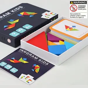 Wooden Tangram Puzzle, Early Education Geometric Shapes Toy, Creative Boxed Design, Fun Learning for Kids, No Batteries Required