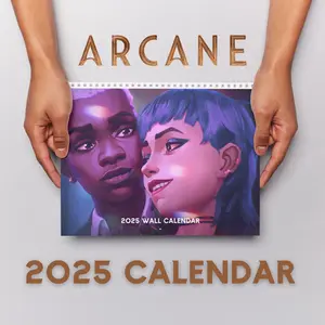 Arcane 2025 Wall Calendar, Arcane Netflix Fan Art (Jinx) and Ekko, League of Legends, Printable Monthly Wall Calender, Funny Motivational