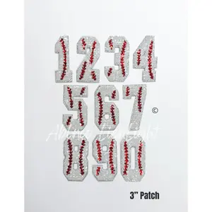 Sequin Baseball Numbers Patch - Small