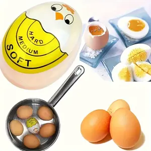 Color-Changing Egg Timer 1Pc - Hard/Medium/Soft Doneness Indicator, Cute Cartoon Face No Electricity Needed, Durable Fun Kitchen Gadget for Boiled Eggs