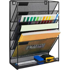 Kuntine.B 6-Tier Wall File Organizer Hanging File Organizer Cubicle Organizer Wall File Holder for Office Home, Black Kuntine.B