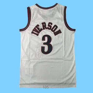 Allen Iverson Classic-Design stitched Basketball Jerseys Retro Men's Sleeveless White shirt