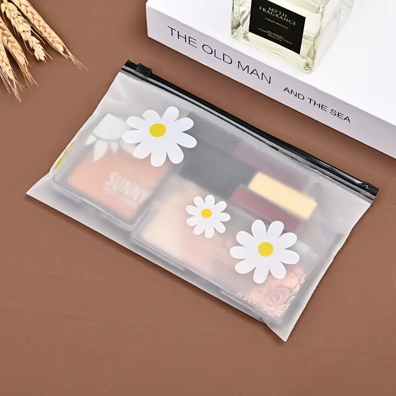 20pcs of Transparent Daisy Print Zipper Gift Bags, Made of Plastic, Suitable for Crafts and Home Organization.