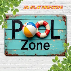 Retro "Pool Area" Metal Wall Sign -   Rustic Turquoise Aged Finish, Durable Indoor/Outdoor Trim with Easy Hanging Accessories for Home, Bar, Garage & Garden, Metal Outdoor Trim, Fun Signs, Decor, Vintage Metal Sign