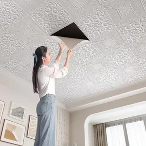 3D Ceiling Wall Sticker, Thickened 8mm Aluminum Foil Self-adhesive Ceiling Wall Sticker, Wall Decor for Home Living Room Bedroom