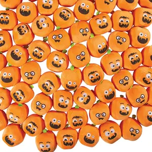 4 1/2" Bulk 72 Pc. Halloween Funny Face Stuffed Pumpkin Toys