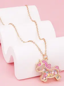 Children Unicorn Necklace for Girls, Includes Moving Sequins, Student Pendant, Best Gift Choice, Cute and Adjustable Jewelry