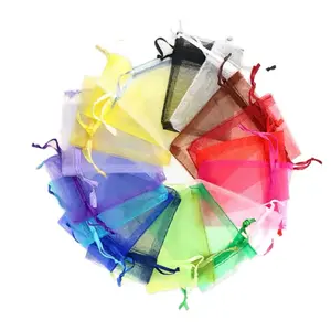 100-50-24 Count Organza Bags Drawstring 3 x 4 inch Little Mesh Pouches Mini Candy Bags for Small Presents Earrings Synthetic Sheer Material with Satin Drawstring