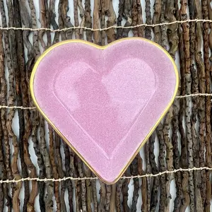 Pink Heart Shaped Ring Dish