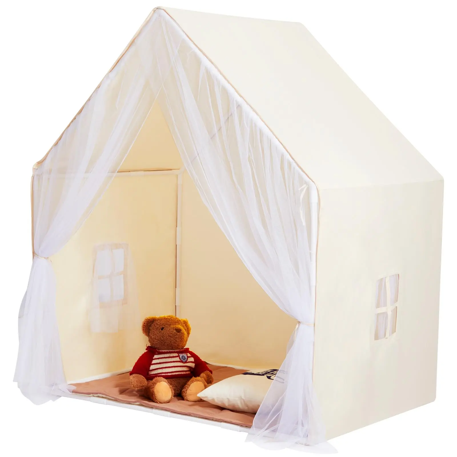 【SummerFinds】VEVOR Kids Play Tent,  Kids Tent for Kids 1-5 Years Old, Toddler Tent with Mat and Tent Lamp, Tent for Kids with Windows for Indoor and Outdoor, Yurt Tent for Boys and Girls, Beige