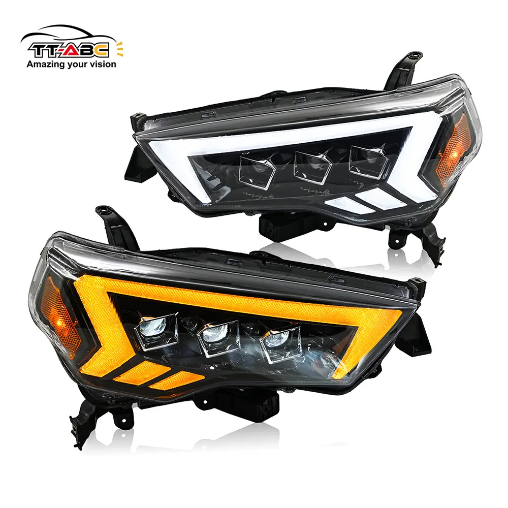 TT-ABC LED DRL Headlight Assembly with LED Headlight Bulb, 0-49W Front Lamps for 2014-2022 Toyota 4Runner, Easy Installation, Enhanced Visibility, Modernized Look