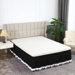 Elastic Bed Skirt with Ruffle Trim, Soft and Comfortable, Easy Installation, Suitable for Hotel Bedrooms, All Seasons