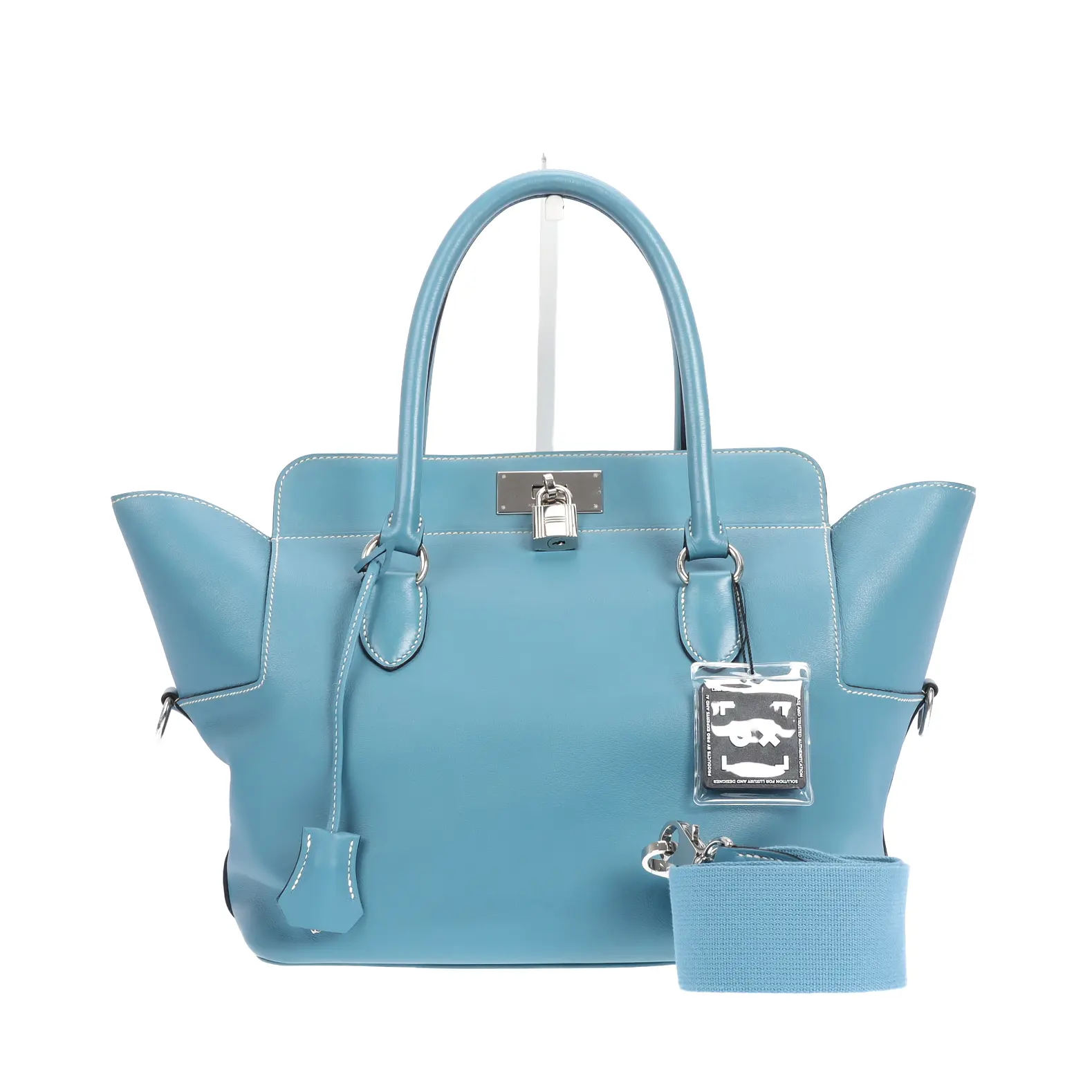 Pre-owned HERMÈS Calfskin Shoulder Bags Toolbox Blue 78322974