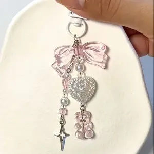 Cute Pink Bear Beaded Keychain - Resin Charm for Purses, Backpacks & Cameras | Trendy Accessory for Women