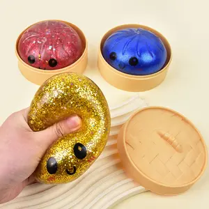 Kawaii Glitter Steamed Bun Squishy, Super Soft Stress Squeeze Fidget Toy, Fun Decompression Party Favor, Perfect for Relaxation