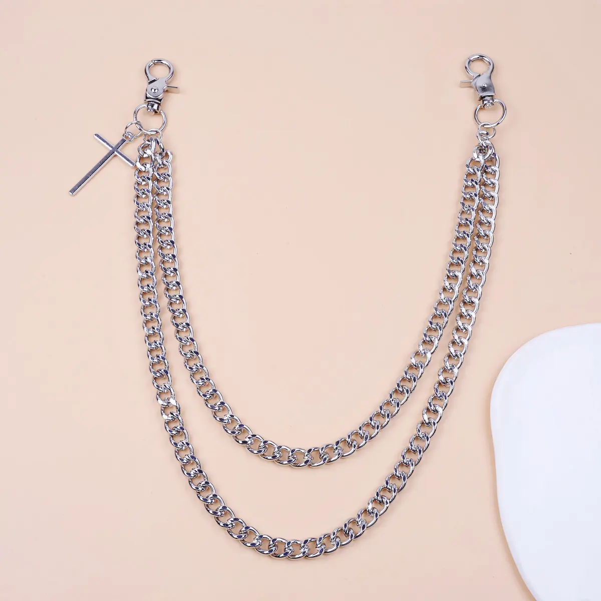 Vintage Body Jewelry Silver Wallet Jeans Chain 50cm/40cm Length 
