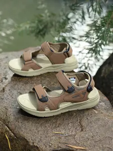 Men's Large Size Sandals, Summer Casual Beach Shoes, Fashionable Men's Velcro Slippers, Footwear Strap Slides, Durable Design, Rubber Sole, Comfortable Stylish Footwear
