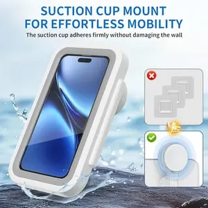 360° Rotatable Waterproof Phone Holder for Bathroom, Wall-Mounted Lazy Stand with Suction Cup, Ideal for Shower and Kitchen Use, Smartphone