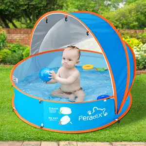 Peradix Baby Paddling Pool - Playpen for Baby, Ball Pit Tent, Beach Tent with UV-Protection Canopy & Mosquito Net, Shallow Tub Summer Beach Toy for Children,Backyard
