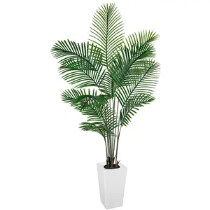 Palm Tree 6FT Artificial, 72in Tall Faux Palm Tree with 15.7 White Planter, Fake Potted Tree for Indoor & Outdoor Home Office Decor