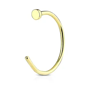 Fifth Cue 18G Gold Flat Disc Nose Hoop 316L Surgical Steel