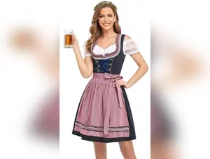 Oktoberfest Costumes Women Dirndl Dresses 3 Pcs German Oktoberfest Dresses Bavarian Costume Beer Carnival Outfits XX-Large