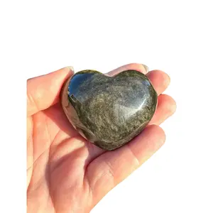 Gold Sheen Obsidian Crystal Heart for Home Decor - Medium Size