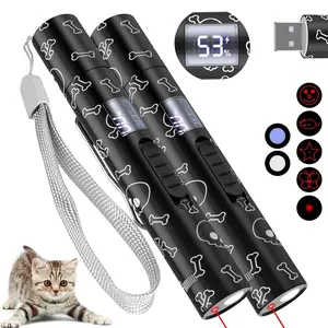 7-In-1 Digital Display Pet Laser Cat Toy, USB Rechargeable, 5 Adjustable Modes, Training, UV Detection, Indoor Use, Suitable for Cats and Dogs