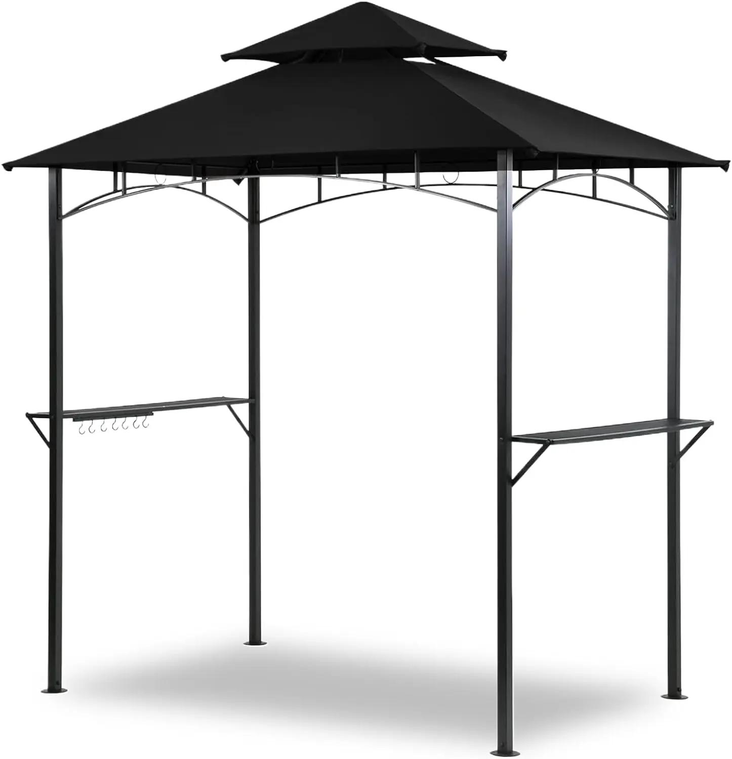 8'x5' Double Roof Sturdy Metal Grill Gazebo Canopy - Outdoor Patio Sunshade, 94.5"l x 59"w x 96.5"h All-Weather BBQ Tent, Large Patio Umbrella Shelters & Gazebos, Light Protection Shelters, Assembly Required Furniture