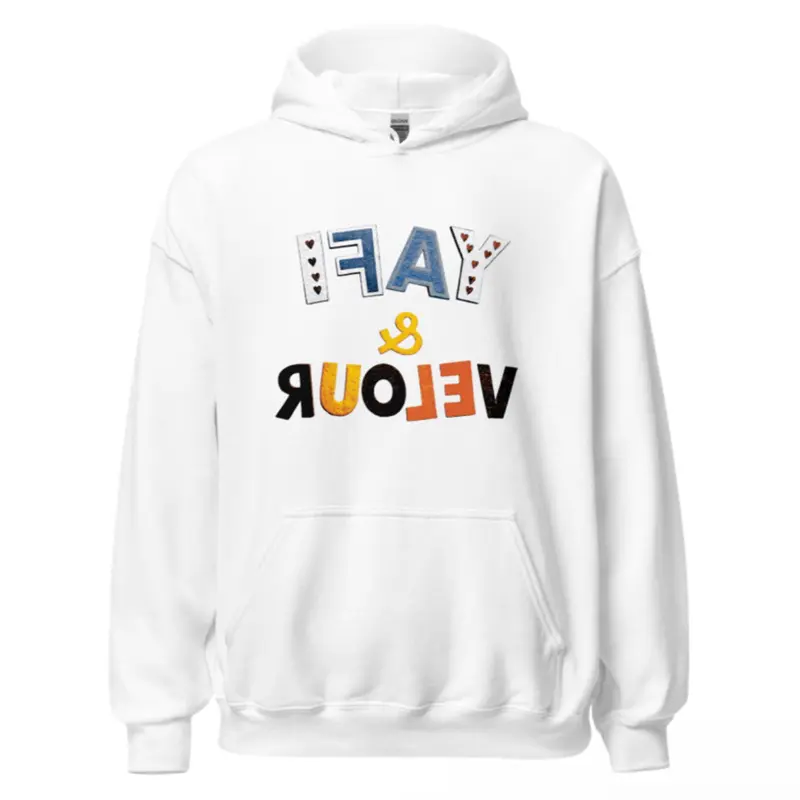 Original “Yafi & Velour” Backwards Collection Hoodie Single Print-White