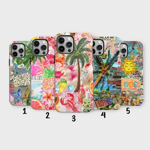 Beach Palm Tree Phone Case Summer Sea Beach Lovers Cover for iPhone Samsung, Whimsical Summer Beach Phone Case Custom Personalized