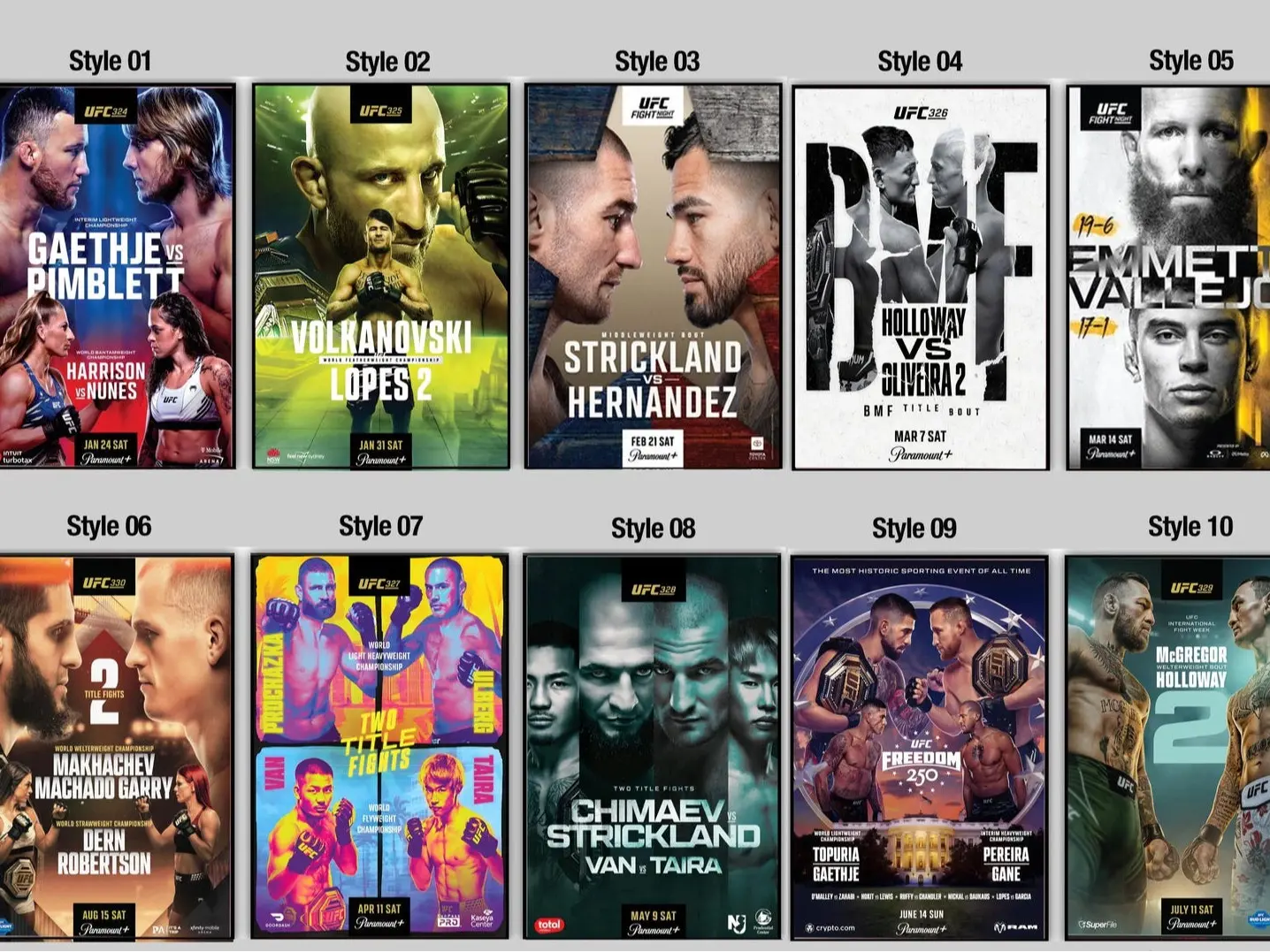 UFC event posters of 2026