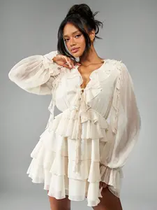 MISSGUIDED Elegant Chiffon Tiered Ruffle Flowy Mini Dress