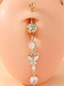Women's Fashion Long Butterfly Round Artificial Zircon Belly Ring, Party Jewelry, High Quality Jewelry, Beach Vacation, Holiday Theme, Daily Wear, Unique Style