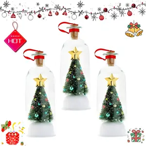 3 Pack of Christmas Tree Message in a Bottle, Voice Recording Ornament, Snowy Scene in Nostalgic Bottle, Unique Holiday Keepsake & Christmas Tree Decoration Winter New Year Surprise Gifts