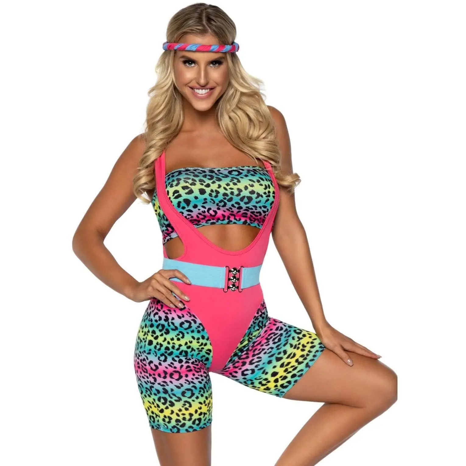Cardio Cutie 80's Costume, Clothes, Headband, Accessories, Spandex, Animal Print, Bike, Leopard, Matching, Fit