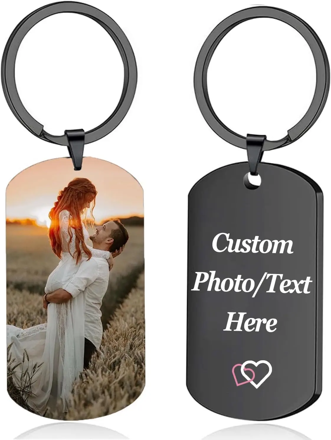 Custom Keychain with Picture，Personalized Keychains with Engraving Photo/Text Customized gifts for boyfriends wivesGift.