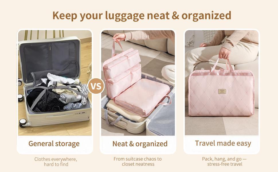 Hanging Travel Organizer with Compression Packing Cube, Multi-Layer Storage for Socks Underwear & Bras, Foldable Luggage Organizer for Suitcase and Carry-On Travel  storage bag portable cosmetic large capacity storage bag set toiletry lightweight