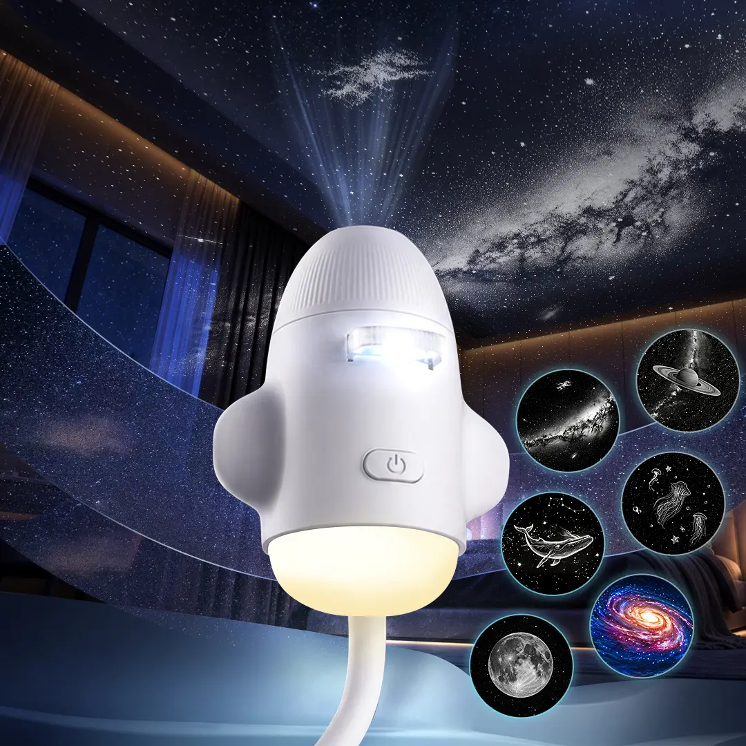 2027 Upgraded Hd Smart Dynamic 5d Holographic Night Light Projector - Plug and Play Hd Star Projector, 360° Adjustable Hd Galaxy and Ocean Projector for Bedroom Ceiling，6 Projection Films