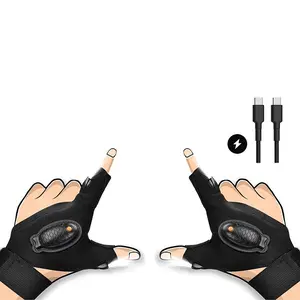 Adjustable LED Flashlight Gloves for Night Work and Camping - Elastic Fabric, Comfortable Fit, Unique Flashlight Design