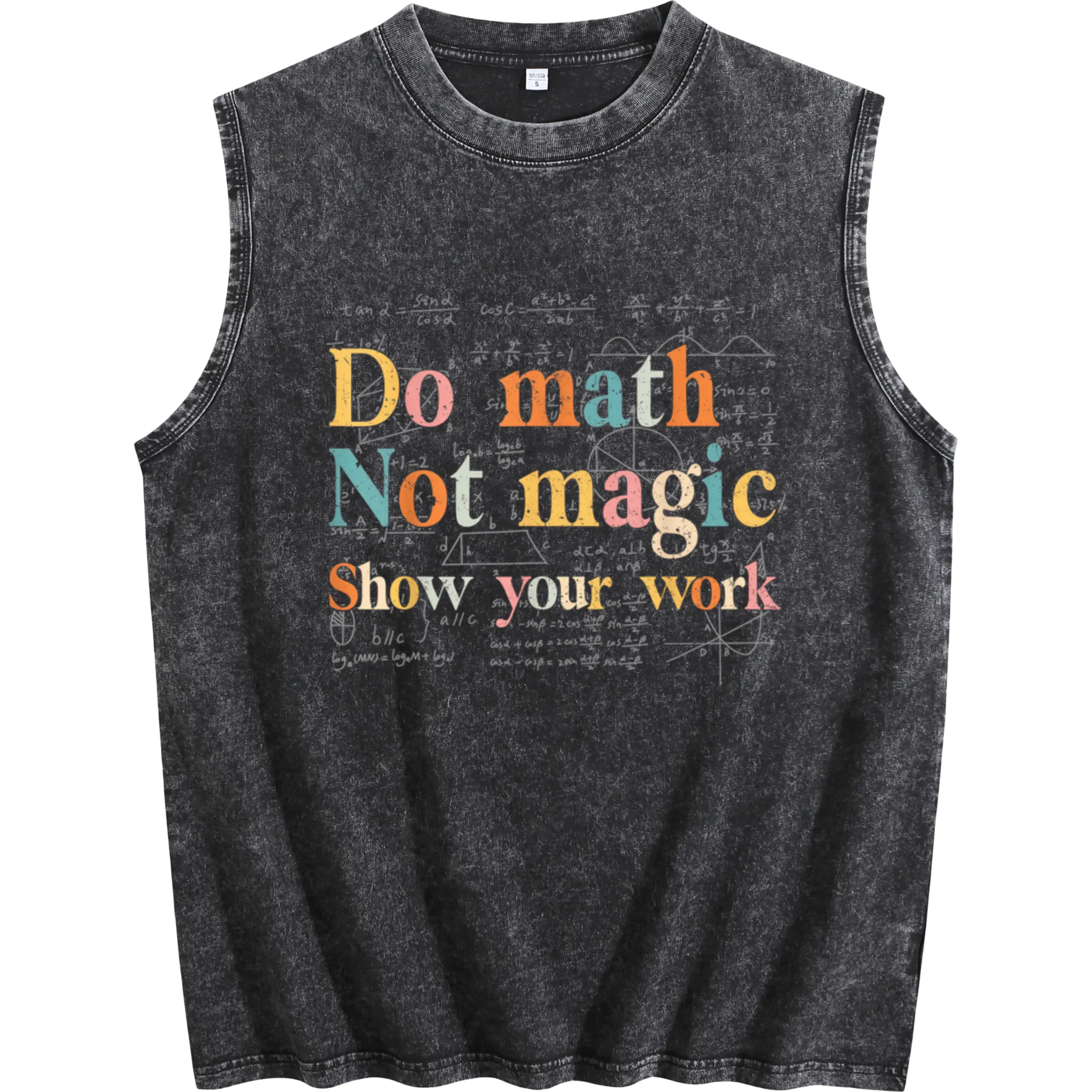 Vintage Style Sleeveless Vest for Math Teachers – Soft Cotton, Breathable Crew Neck, Funny "Do Math NOT Magic" Graphic, Perfect Casual Wear for Educators and Math Enthusiasts, Machine Washable