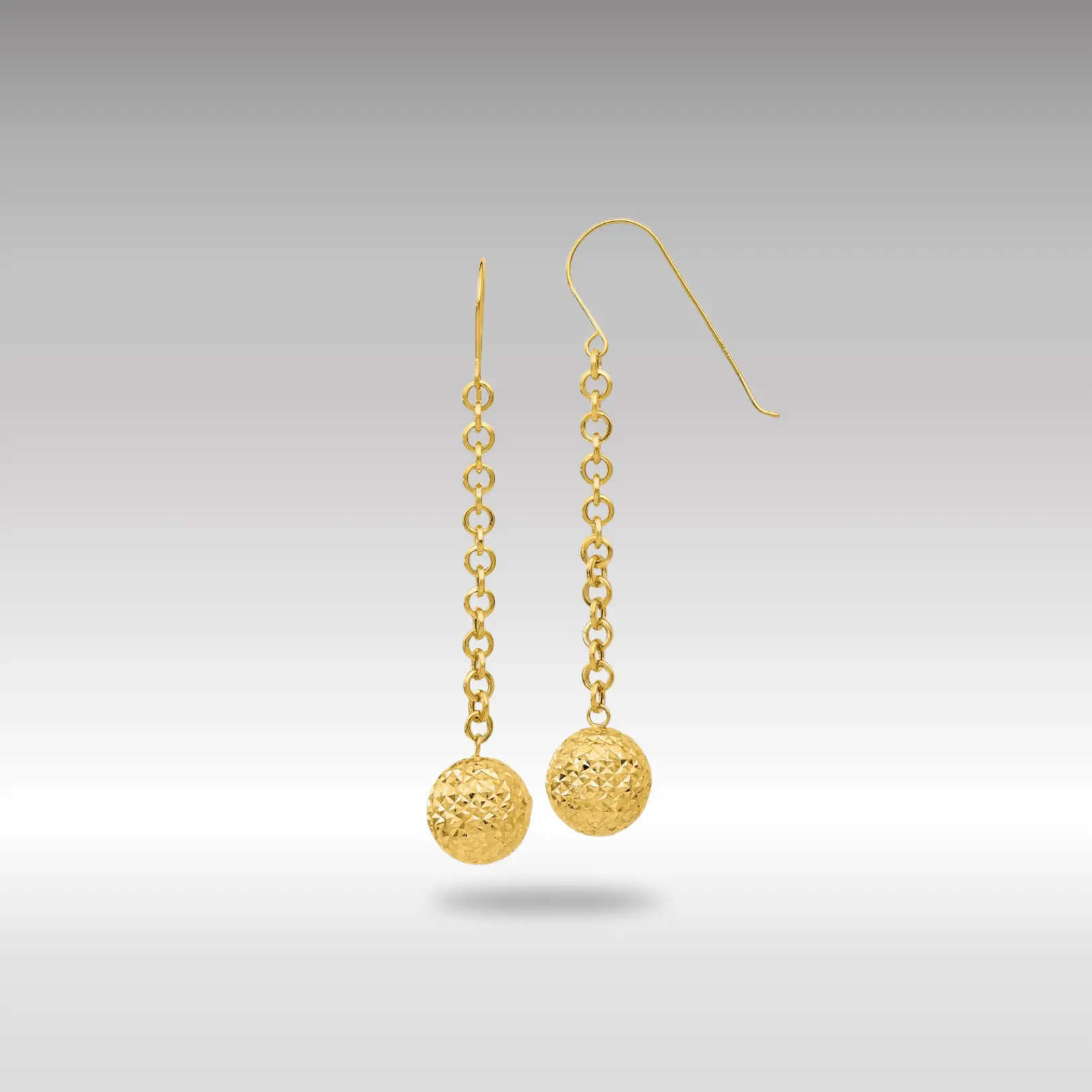 14K Gold Diamond-cut Hollow Bead Dangle Earrings - Model TL515