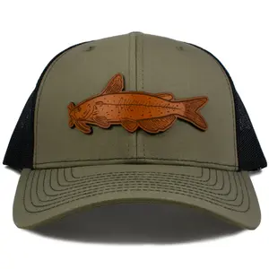 Catfish Patch Hat, Custom Richardson 112 Leather Patch Hat, Leather Patch Trucker Hat, Fishing Hat, Fish Patch Hat, Channel Catfish Hat